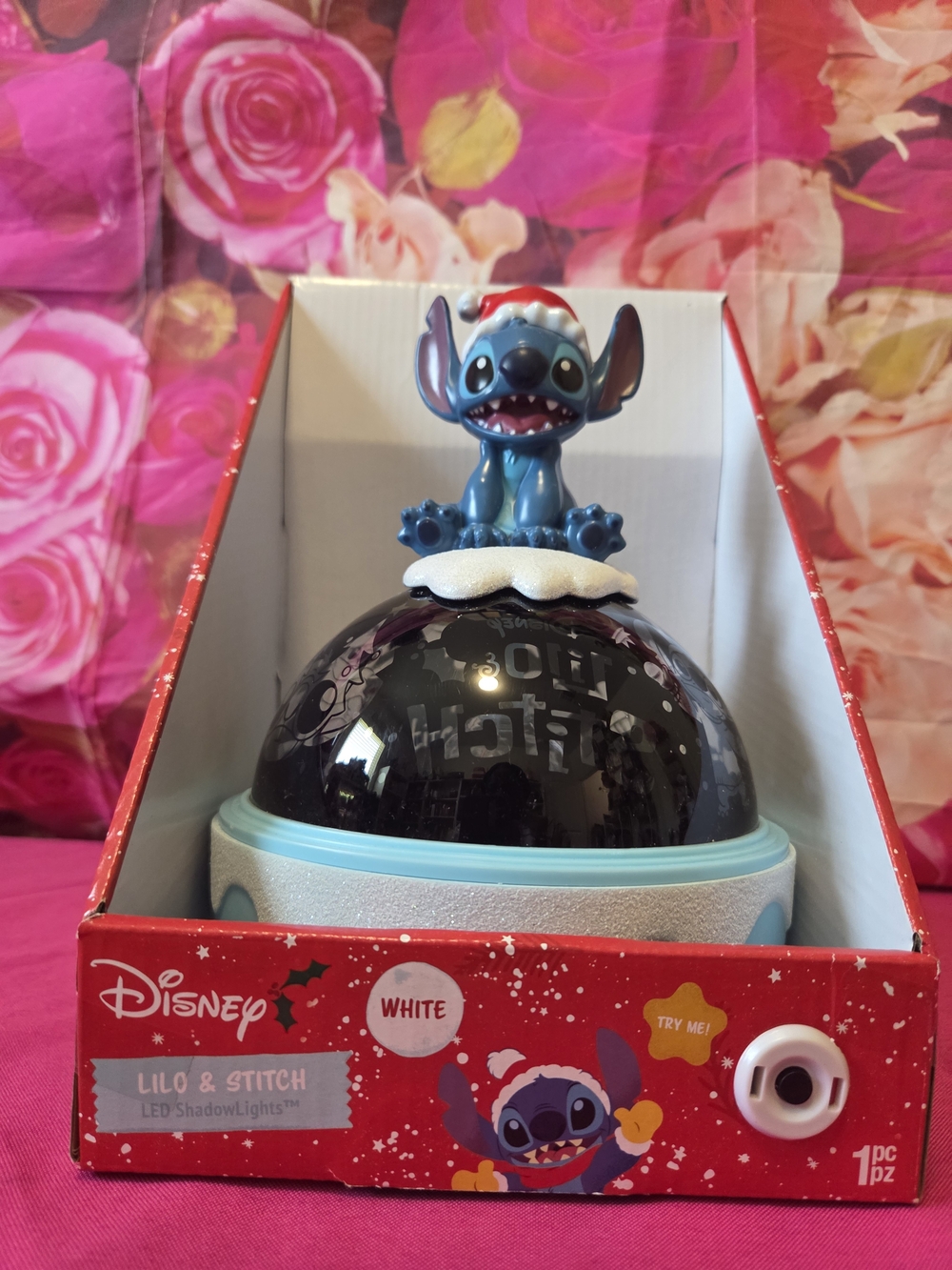 Disney Lilo & Stitch Blue LED Night Light Projector - White Base